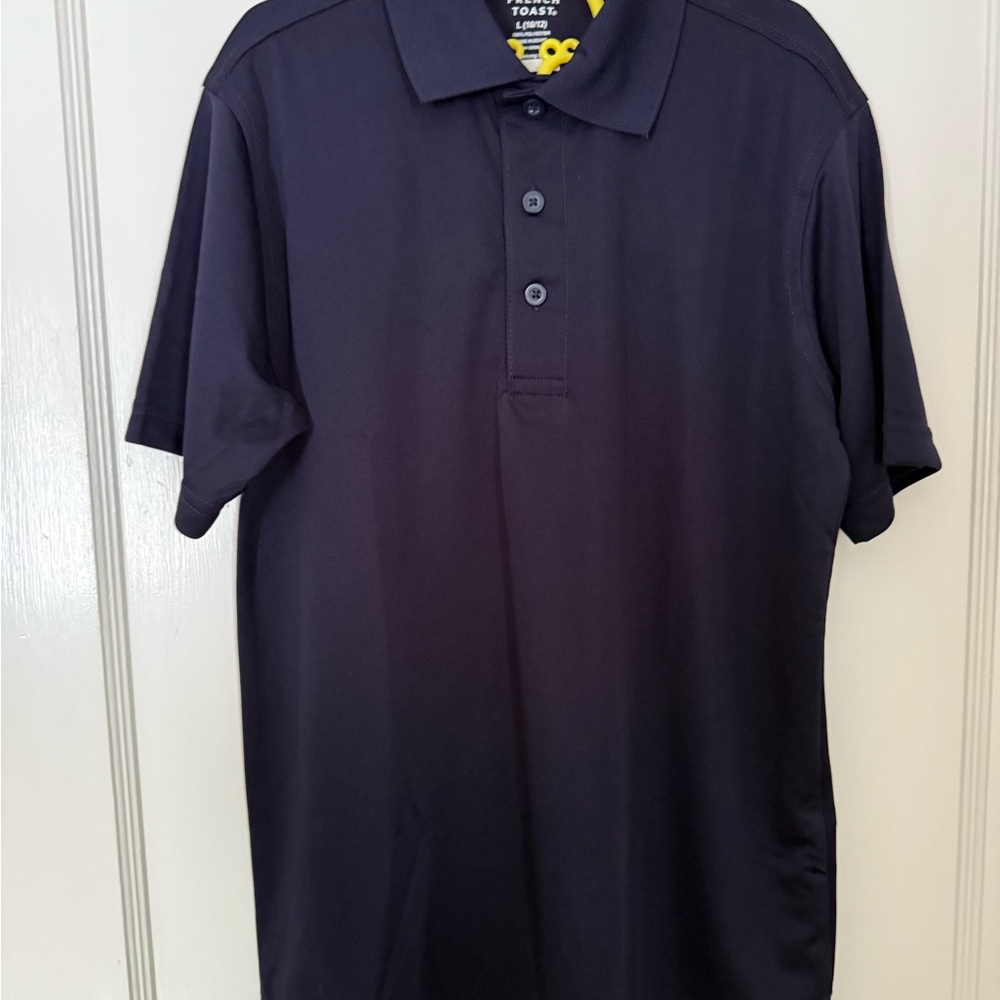 NWT French Toast Navy Wicking Sport Polo Shirt Boy’s Large 10-12